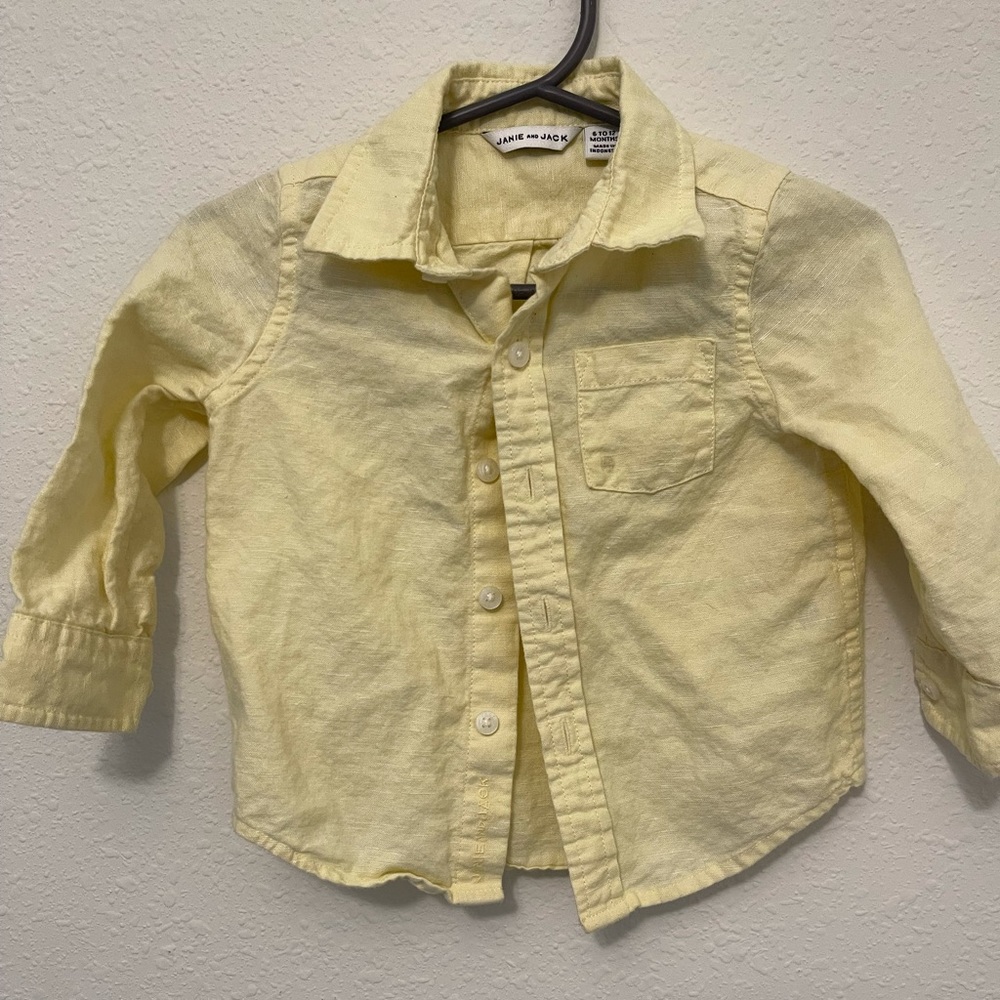Janie and jack yellow button down shirt
